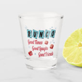 Retro Bunco Party Friends Shot Glas (Voorkant)