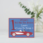 Retro Bunco Red Convertible Table Card #1 Briefkaart (Staand voorkant)