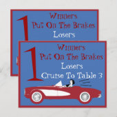 Retro Bunco Red Convertible Table Card #1 Briefkaart (Voorkant / Achterkant)