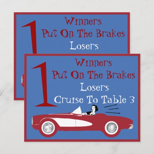 Retro Bunco Red Convertible Table Card #1 Briefkaart (Voorkant / Achterkant)