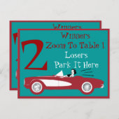 Retro Bunco Red Convertible Table Card #2 Briefkaart (Voorkant / Achterkant)
