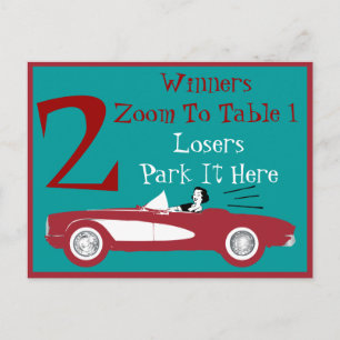 Retro Bunco Red Convertible Table Card #2 Briefkaart