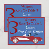 Retro Bunco Red Convertible Table Card #3 Briefkaart (Voorkant / Achterkant)
