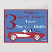 Retro Bunco Red Convertible Table Card #3 Briefkaart (Achterkant)