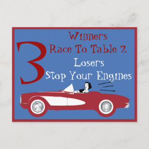 Retro Bunco Red Convertible Table Card #3 Briefkaart