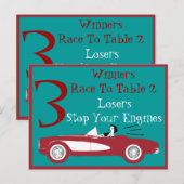 Retro Bunco Red Convertible Table Card #3 Briefkaart (Voorkant / Achterkant)