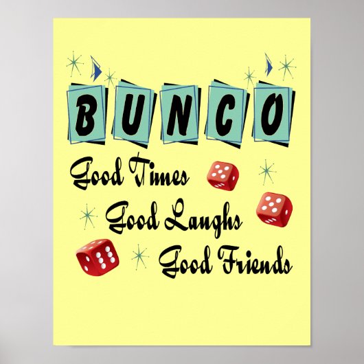 Retro Bunco Sign - Good Time, Laughs and Friends Poster (Voorkant)