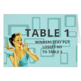 Retro Bunco tafel Kaart voor tabel 1