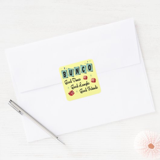 Retro Bunco Vierkante Sticker (Envelop)