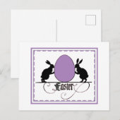 Retro Bunnies en Paarse paaseieren Silhouette Briefkaart (Voorkant / Achterkant)