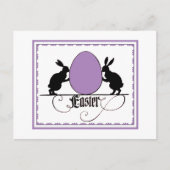 Retro Bunnies en Paarse paaseieren Silhouette Briefkaart (Voorkant)