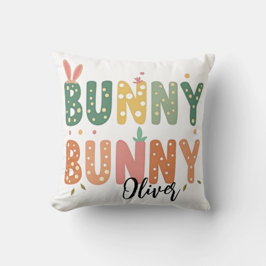 Retro Bunny: Bunny Bliss Kussen (Voorkant)