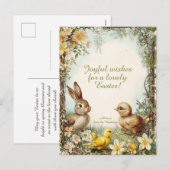  🐇Retro Bunny & Chicks Delight Feestdagenkaart (Voorkant / Achterkant)