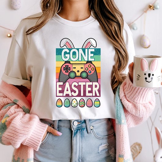 Retro Bunny Easter Gamer Controller T-shirt
