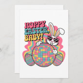 Retro Bunny Hoppy Pasen Feestdagenkaart (Voorkant / Achterkant)