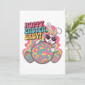 Retro Bunny Hoppy Pasen Feestdagenkaart (Staand voorkant)
