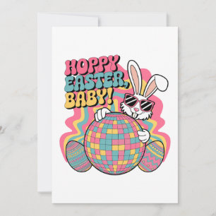 Retro Bunny Hoppy Pasen Feestdagenkaart