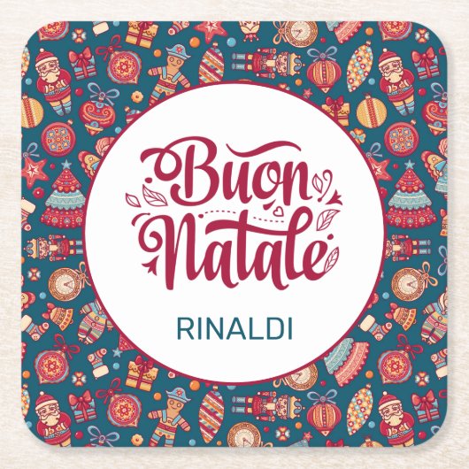 Retro Buon Natale Kartonnen Onderzetters (Voorkant)