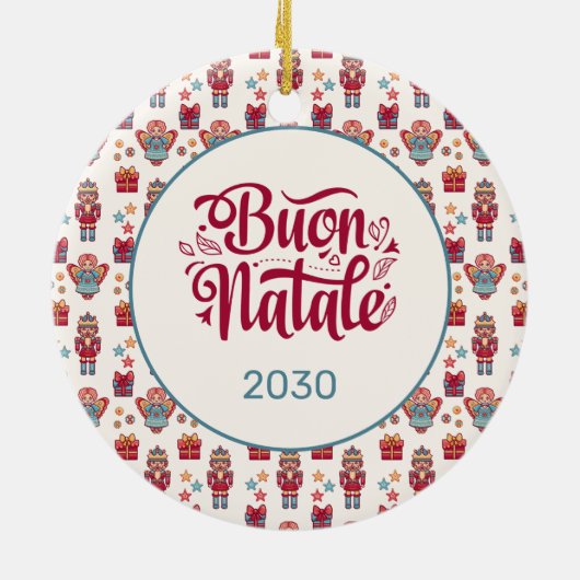 Retro Buon Natale Keramisch Ornament (Achterkant)