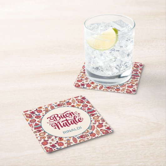 Retro Buon Natale Persoonlijk Kartonnen Onderzetters (Insitu)