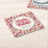 Retro Buon Natale Persoonlijk Kartonnen Onderzetters (Schuin)