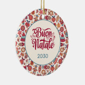 Retro Buon Natale Persoonlijk Keramisch Ornament (Rechts)