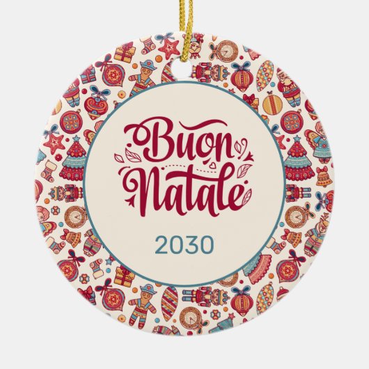 Retro Buon Natale Persoonlijk Keramisch Ornament (Voorkant)