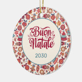 Retro Buon Natale Persoonlijk Keramisch Ornament (Links)