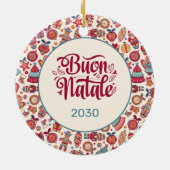 Retro Buon Natale Persoonlijk Keramisch Ornament (Achterkant)
