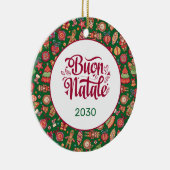 Retro Buon Natale Persoonlijk Keramisch Ornament (Rechts)