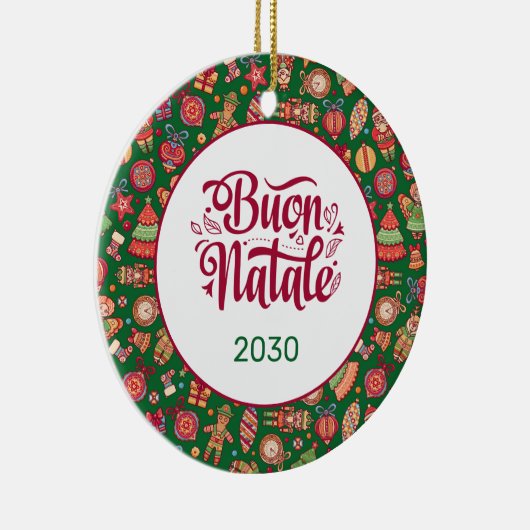 Retro Buon Natale Persoonlijk Keramisch Ornament (Rechts)