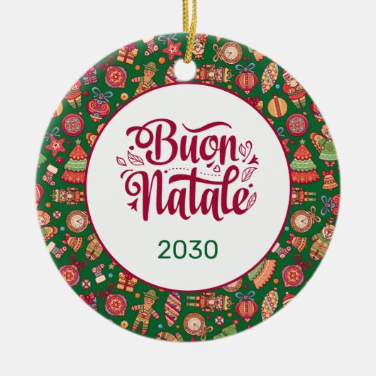 Retro Buon Natale Persoonlijk Keramisch Ornament (Voorkant)