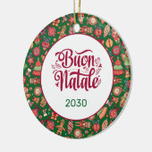 Retro Buon Natale Persoonlijk Keramisch Ornament (Links)