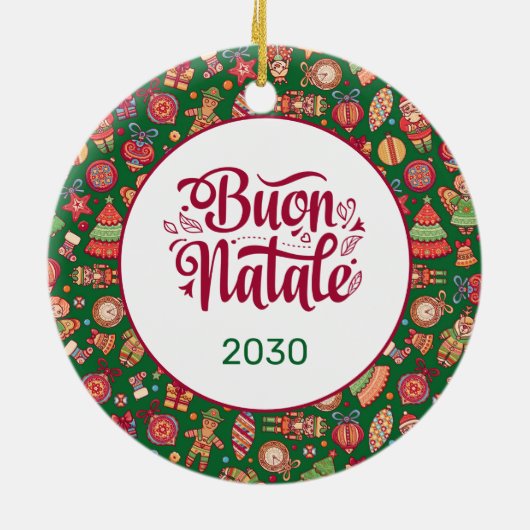 Retro Buon Natale Persoonlijk Keramisch Ornament (Achterkant)