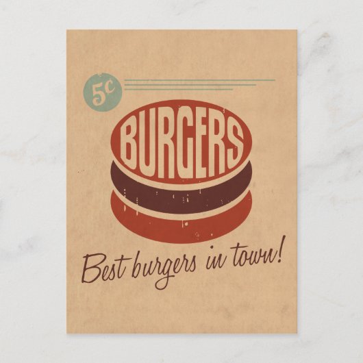 Retro Burger Briefkaart (Voorkant)