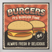 retro  burger business poster (Voorkant)