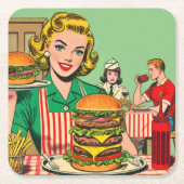 Retro Burger Comics Kartonnen Onderzetters (Voorkant)