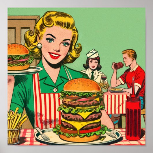 Retro Burger Comics Poster (Voorkant)