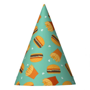 Retro Burger en Fries Feesthoedjes