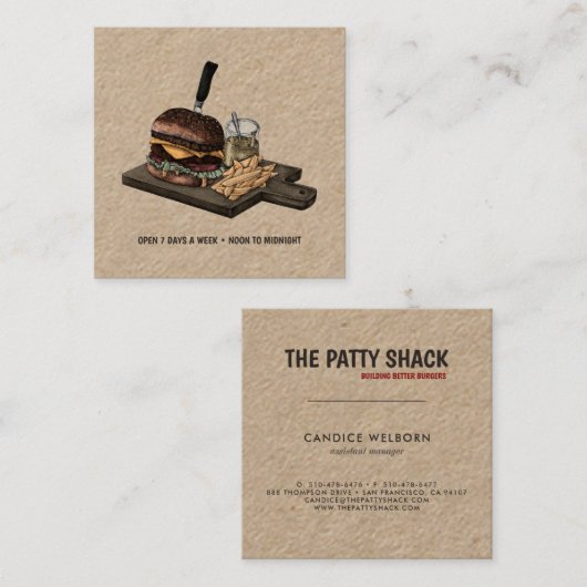 Retro Burger Kraft Visitekaartje (Voorkant / Achterkant)