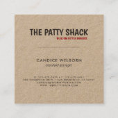 Retro Burger Kraft Visitekaartje (Achterkant)