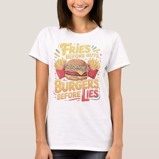 Retro Burger Lover Quote T-Shirt Design for Foodie (Voorkant)