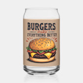 Retro Burger Lover Typografie Food Art Blikvorm Glas (Voorkant)