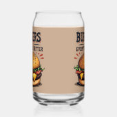 Retro Burger Lover Typografie Food Art Blikvorm Glas (Links)