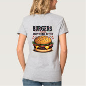 Retro Burger Lover  Typografie Food Art T-shirt (Achterkant)