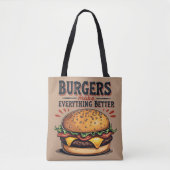 Retro Burger Lover  Typografie Food Art Tote Bag (Voorkant)