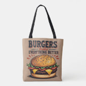 Retro Burger Lover  Typografie Food Art Tote Bag (Achterkant)