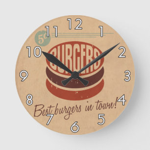 Retro Burger Ronde Klok