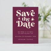 Retro Burgundy Boho Simple Save the Date Card (Staand voorkant)