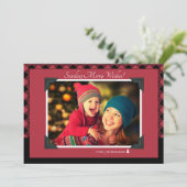 Retro Burgundy Buffalo: kerstfoto Feestdagenkaart (Staand voorkant)